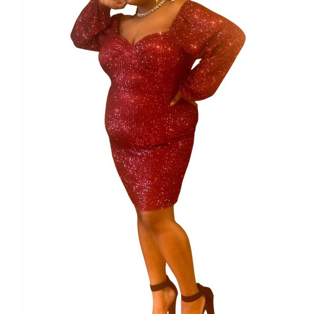 NEW CURVE MARKET brenda semi-formal mini dress - plus in burgundy